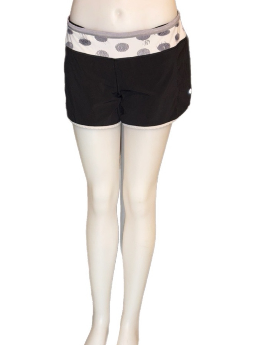 lululemon athletica Black Athletic Shorts with Polka Dot Waistband